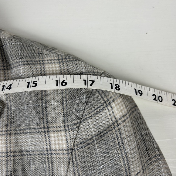 Sand Copenhagen Plaid Blazer Men 40R Jacket Gray Check Single Breasted Linen - Picture 7 of 10